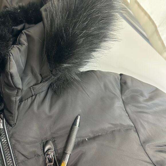 Vince Camuto Black Goose Down Puffer Coat Jacket Faux Fur Womens Size Medium M - Picture 12 of 12